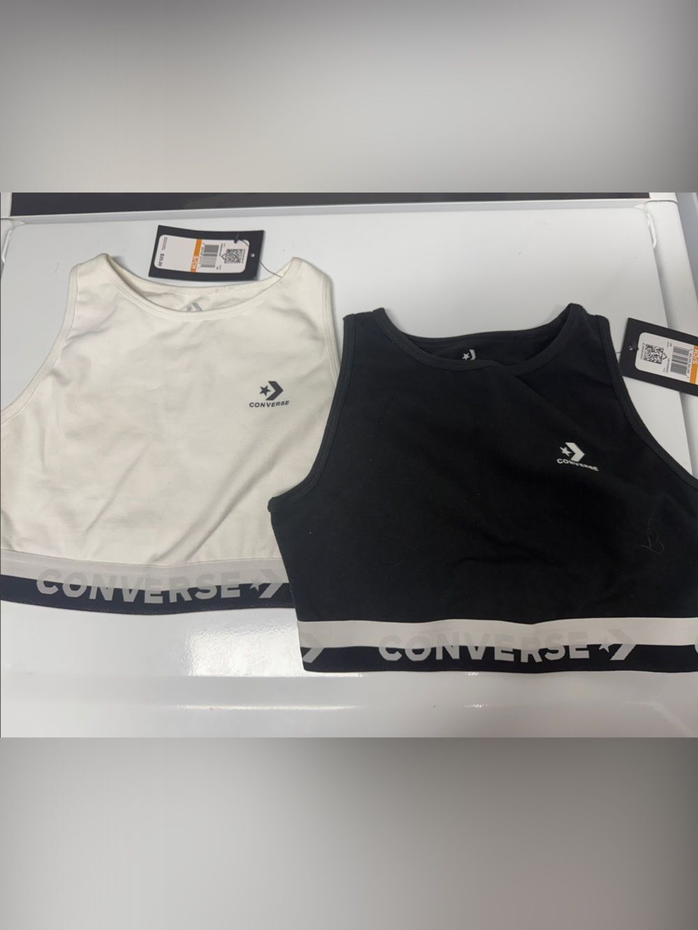 Converse Black & WhiteLogo Crop Tank Tops, 2 TOPS - NWT - Size Small